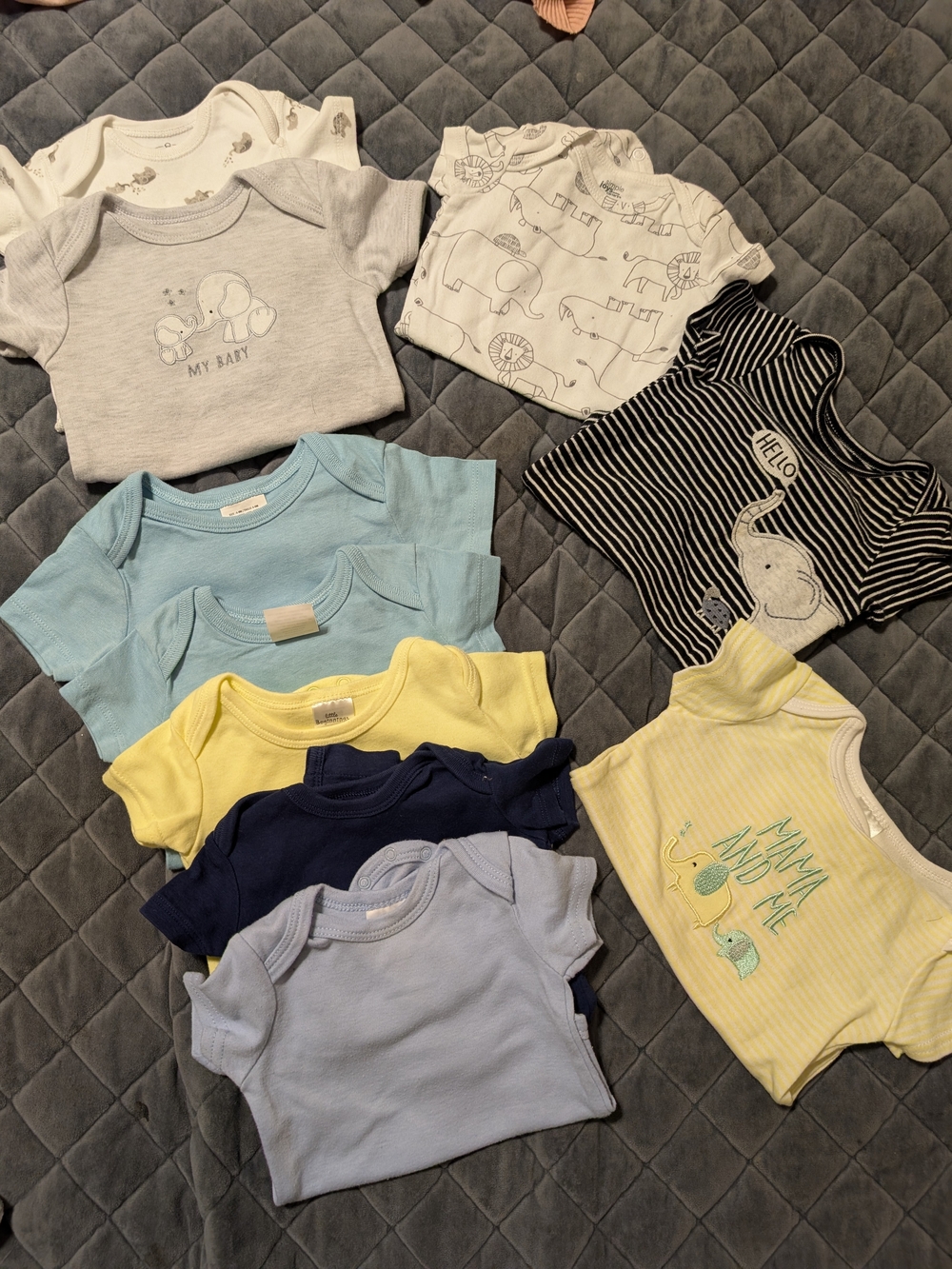 Baby Short Sleeve One-Piece Bodysuit - Light Blue, Yellow, Navy & More